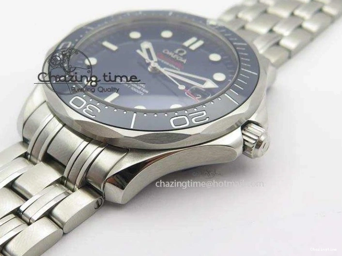 0226 WaterResistant Seamaster 300M SS MK 1:1 Best Edition Blue Dial Blue Ceramic Bezel On SS Bracelet A 8175